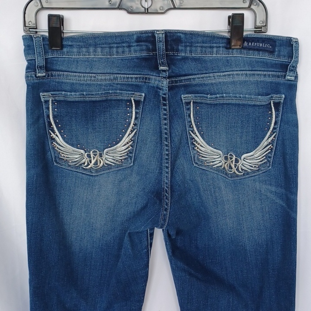 Rock&Republic Denim Jeans Size , Wings embroidered back pockets, Berlin, sz 10M